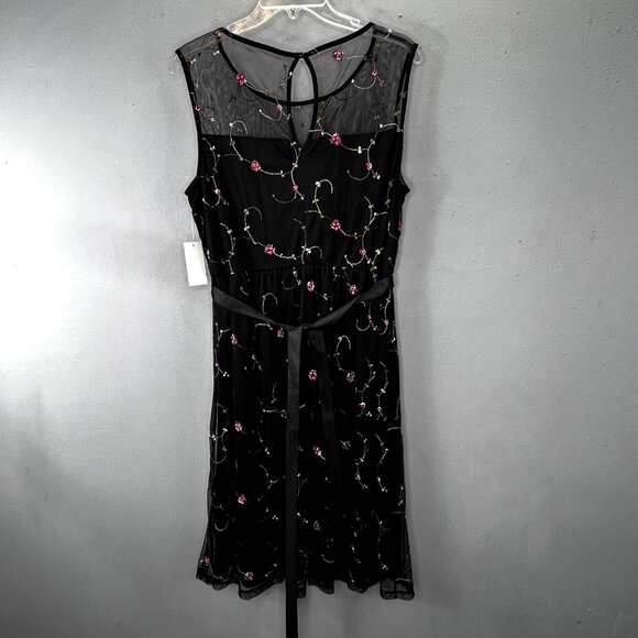 Candalite Floral Mesh Dress Black XL Women Roses Y2K Witchy Whimsygoth Fairy NWT - Picture 4 of 6
